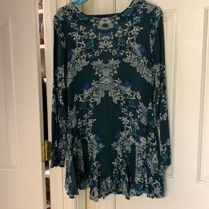 Free People teal mini boho dress